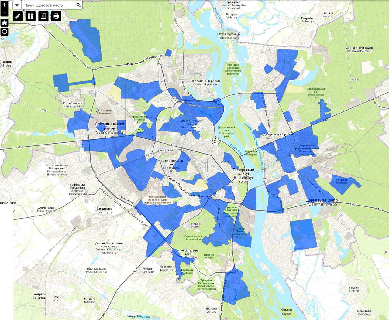 ДПТ в Киеве - Карта-схема