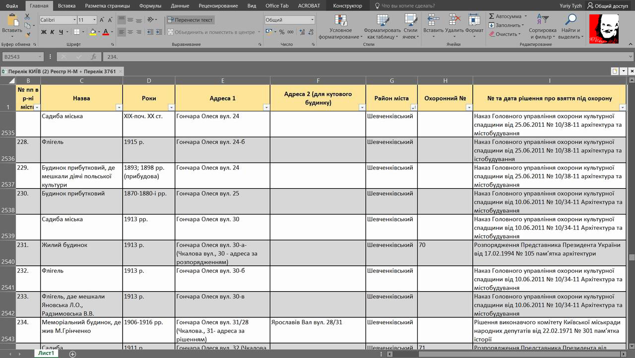 Перелік пам'яток в Exell - screen